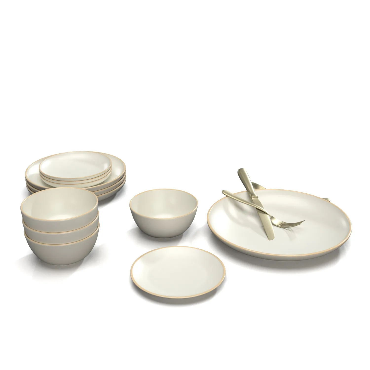 Gibson Home Rockaway Round Stoneware Dinnerware Set PBR 3D Model_04